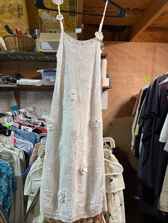 wild fable Dresses & Skirts - White Crochet Floral Strap Sundress